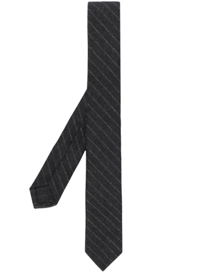 Shop Thom Browne Pinstriped Tie In Grey