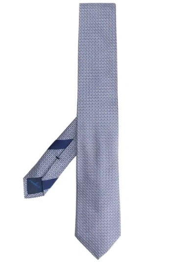 Shop Ferragamo Monogram Print Tie In Blue