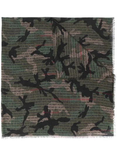 Shop Valentino Camouflage Print Scarf In Green