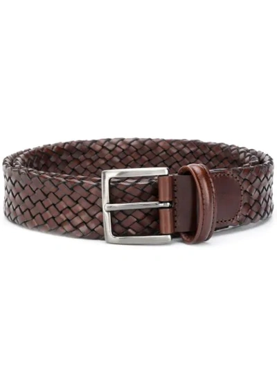 Shop Anderson's Woven Leather Belt In Brown