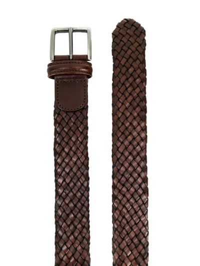 Shop Anderson's Woven Leather Belt In Brown