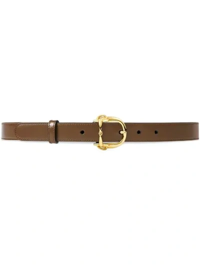 Shop Gucci Horsebit Buckle Belt In Brown