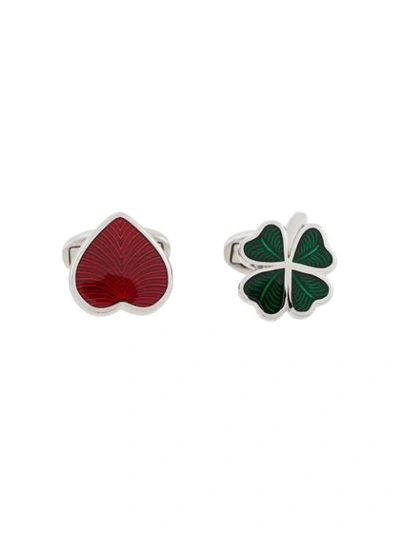 Shop Paul Smith Hearts And Clover Cufflinks In Metallic