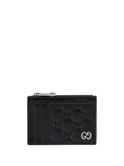 Shop Gucci Monogram Detail Wallet In Black