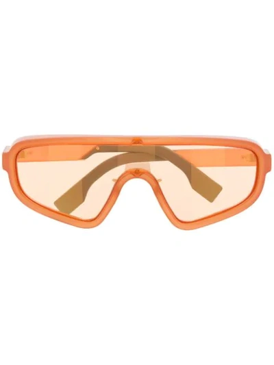 Shop Fendi Botanical Shield Sunglasses In Orange