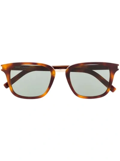 Shop Saint Laurent Sl341 Square-frame Sunglasses In Brown