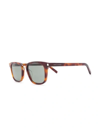 Shop Saint Laurent Sl341 Square-frame Sunglasses In Brown