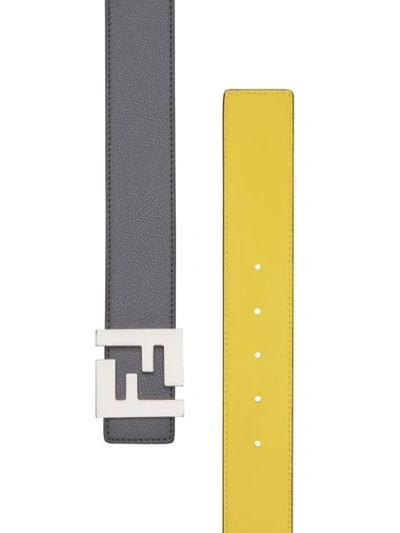 Shop Fendi Reversible Ff Buckle Belt In Grey