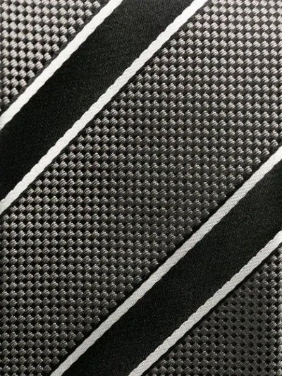 Shop Hugo Boss Striped Silk Tie In Grey