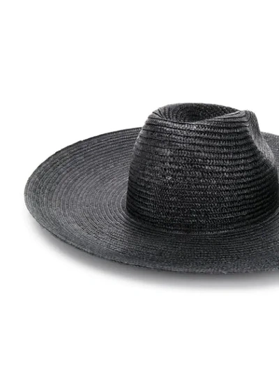 Shop Saint Laurent Wide Brim Woven Hat In Black
