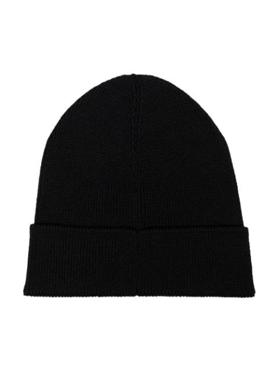 Shop Hugo Boss Logo Patch Knitted Beanie In Black
