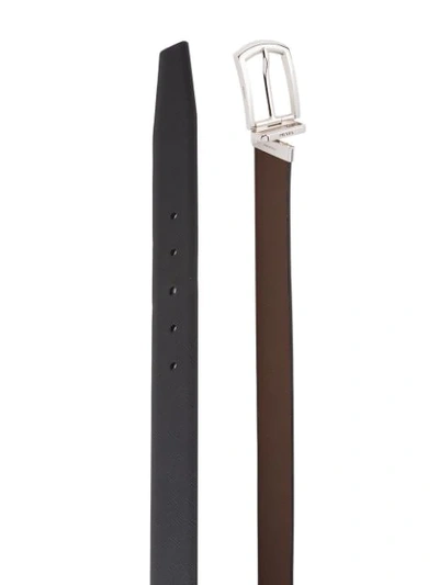 Prada Mens Black Reversible Saffiano Leather Belt In Black