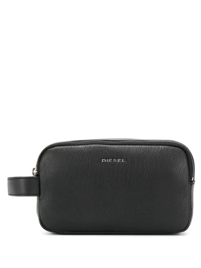 Shop Diesel Grained Wash Bag In Black