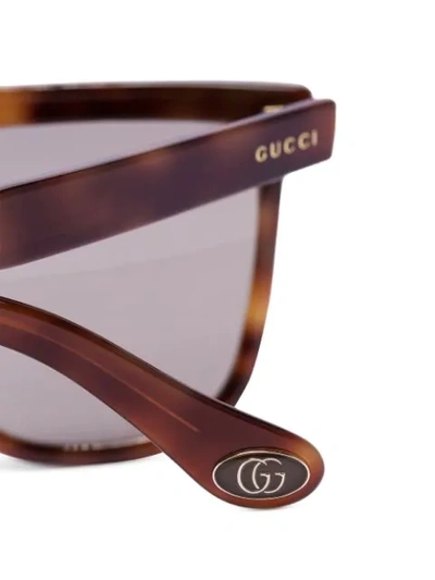 Shop Gucci Tortoiseshell Straight Temple Sunglasses In Brown