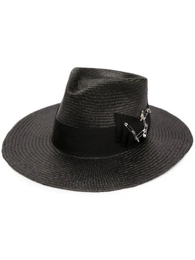 Shop Nick Fouquet Midnight Bow Fedora Hat In Grey