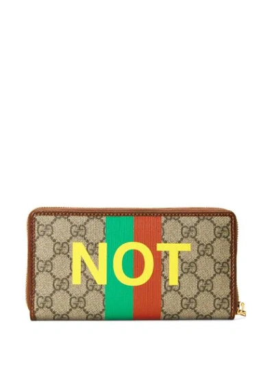 Shop Gucci Fake/not Gg Monogram Wallet In Neutrals