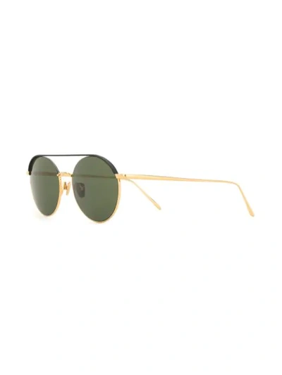 Shop Linda Farrow Dustin Round Frame Sunglasses In Black