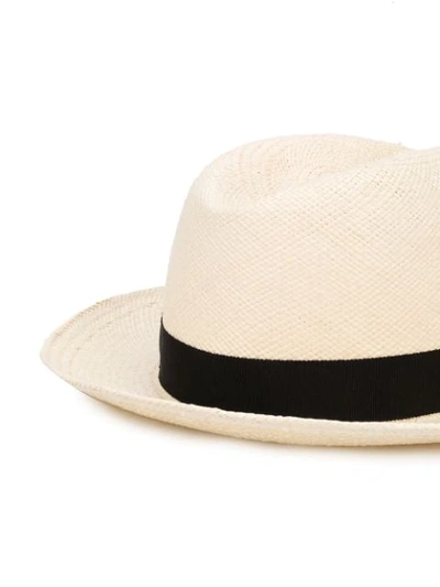 Shop Yohji Yamamoto Bow Detail Fedora Hat In Neutrals