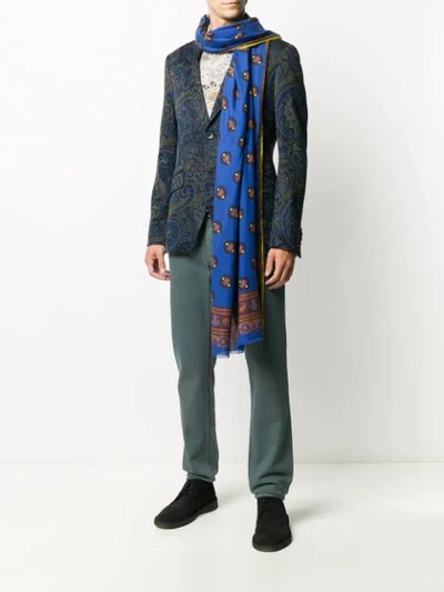 Shop Etro Paisley Cashmere-silk Scarf In Blue