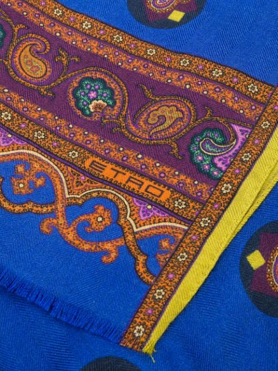 Shop Etro Paisley Cashmere-silk Scarf In Blue