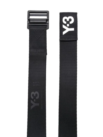 Shop Y-3 Logo Print Woven Belt In Black