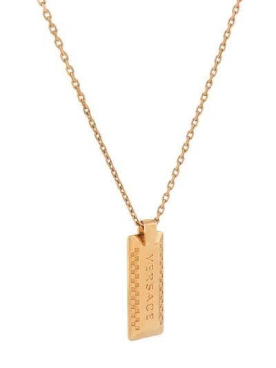 Shop Versace 90's Vintage Logo Necklace In Gold