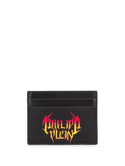 Shop Philipp Plein Flame Logo Print Cardholder In Black