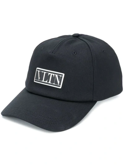 Shop Valentino Vltn Logo Patch Baseball Cap In Black