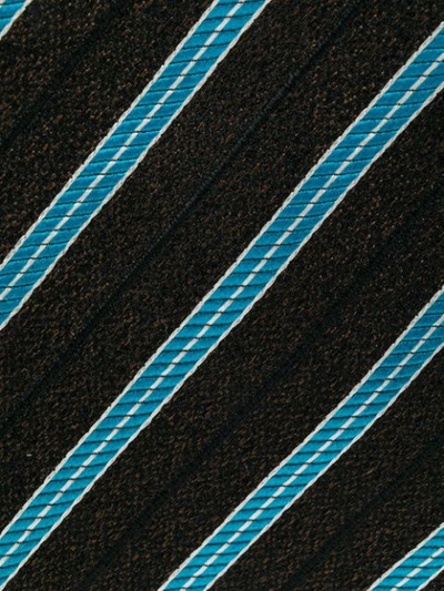 Shop Kiton Striped Print Tie In Brown