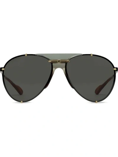 Shop Gucci Pilot-frame Metal Sunglasses In Grey