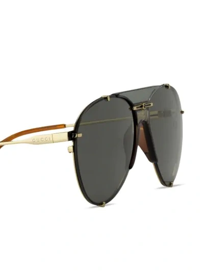 Shop Gucci Pilot-frame Metal Sunglasses In Grey