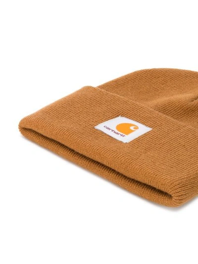 Carhartt Logo-patch Beanie In Brown