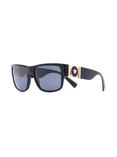 Shop Versace Medusa Medallion Square-frame Sunglasses In Black