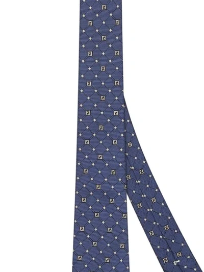 Shop Fendi Argyle Check Logo Tie In Blue