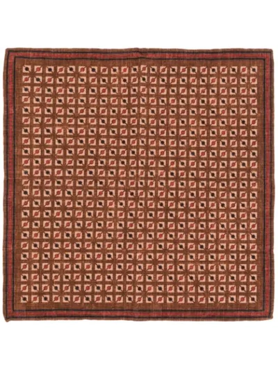 Brunello Cucinelli Geometric-print Square Scarf In Brown
