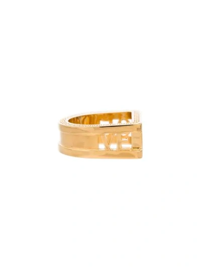 Shop Versace Logo Square Ring In Gold