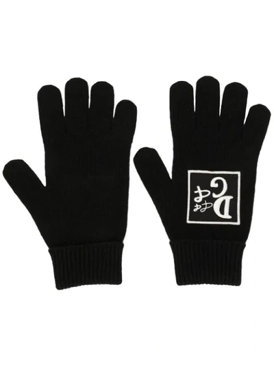 Shop Dolce & Gabbana Embroidered-logo Gloves In Black