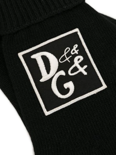 Shop Dolce & Gabbana Embroidered-logo Gloves In Black