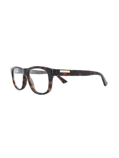 Gucci Logo Plaque Rectangular-frame Glasses In Brown