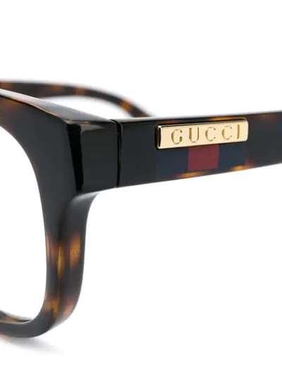Gucci Logo Plaque Rectangular-frame Glasses In Brown