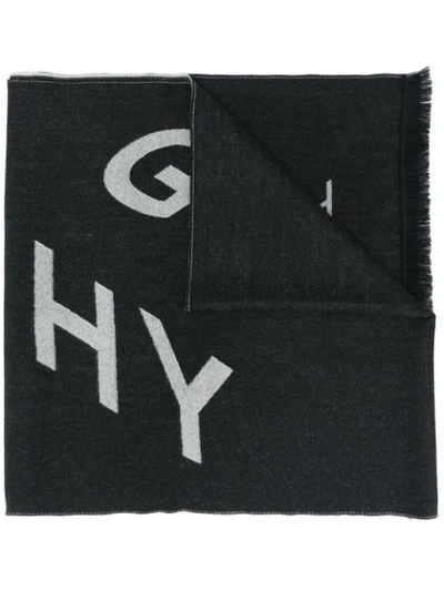 Shop Givenchy Jacquard Logo Knitted Scarf In Black