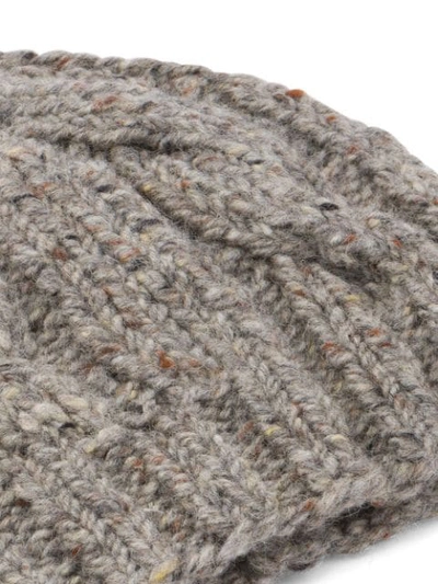 Shop Prada Cable-knit Beanie Hat In Grey