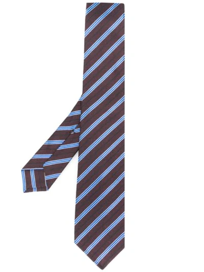 Shop Kiton Striped Tie In Brown