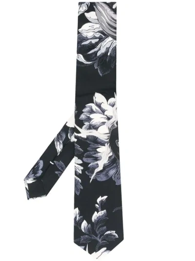 Shop Msgm Graphic Floral Tie In Black