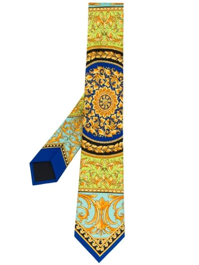 Shop Versace Le Pop Classique Silk Tie In Green