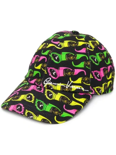 Shop Versace Sunglasses-print Baseball Cap In Black