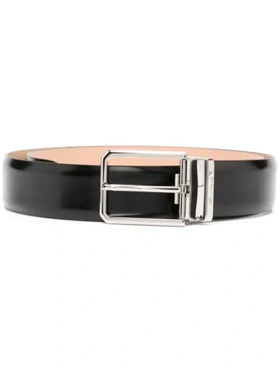 Santoni Square Buckle Belt In Black