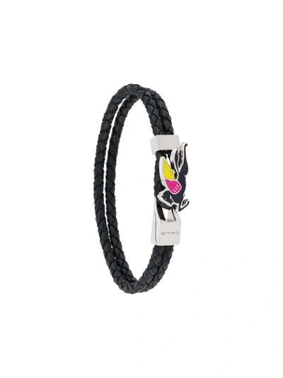 Shop Etro Pegasus Plaque Bracelet In Black