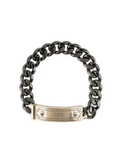 Shop Alexander Mcqueen Identity Chain Bracelet In Gold