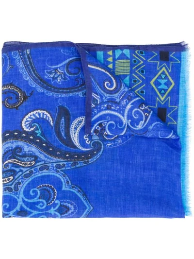 Shop Etro Paisley-print Scarf In Blue